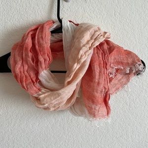 Pink Peach Cream Ombré Linen Scarf